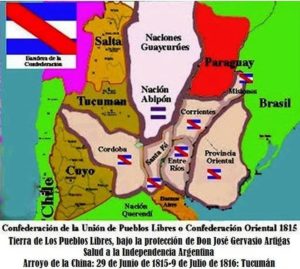 union de los pueblos libres 1815 mapa